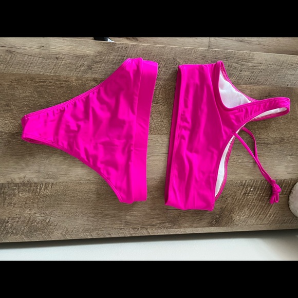 Hot Pink Two Piece Bikini Swimsuit - Picture 3 of 4